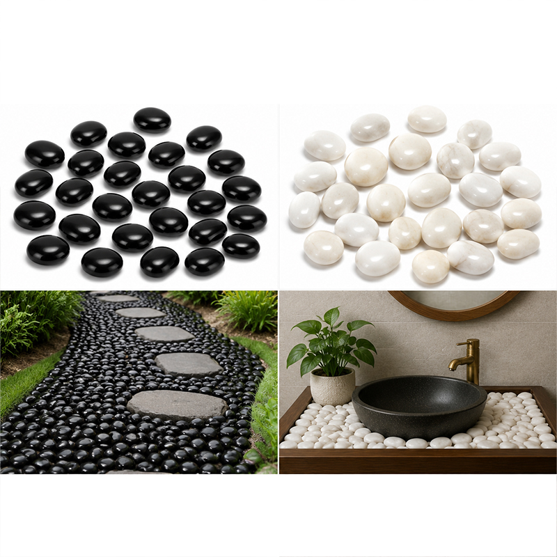 White&Black Polished River Roc - Aquarium Sand White ulasan dan harga